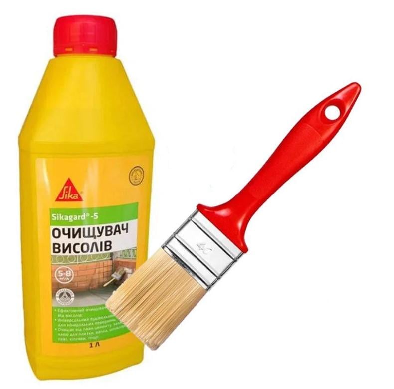 Комплект для очистки высолов от загрязнений Sika Sikagard-S 1 л/кисть Beorol Universal 40х15 мм