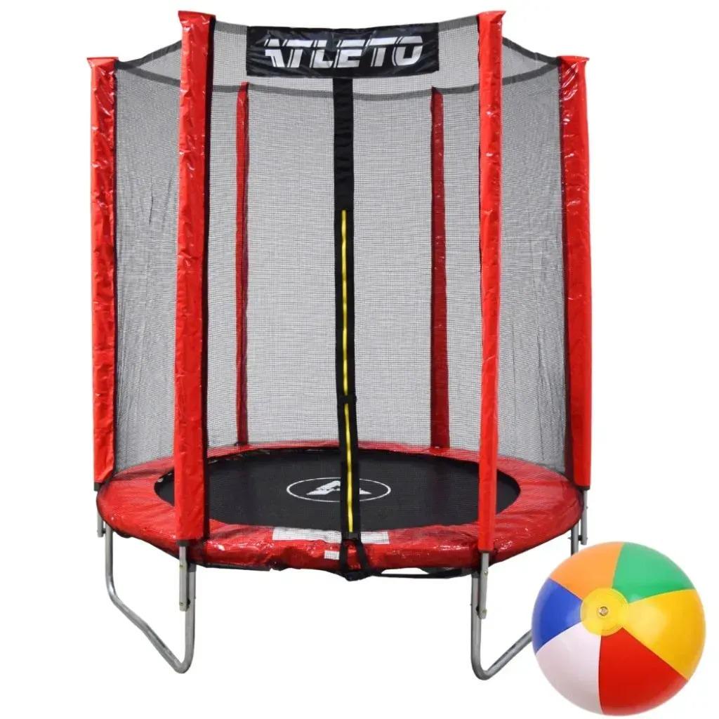 Батут детский с сеткой Atleto 183 см Красный
