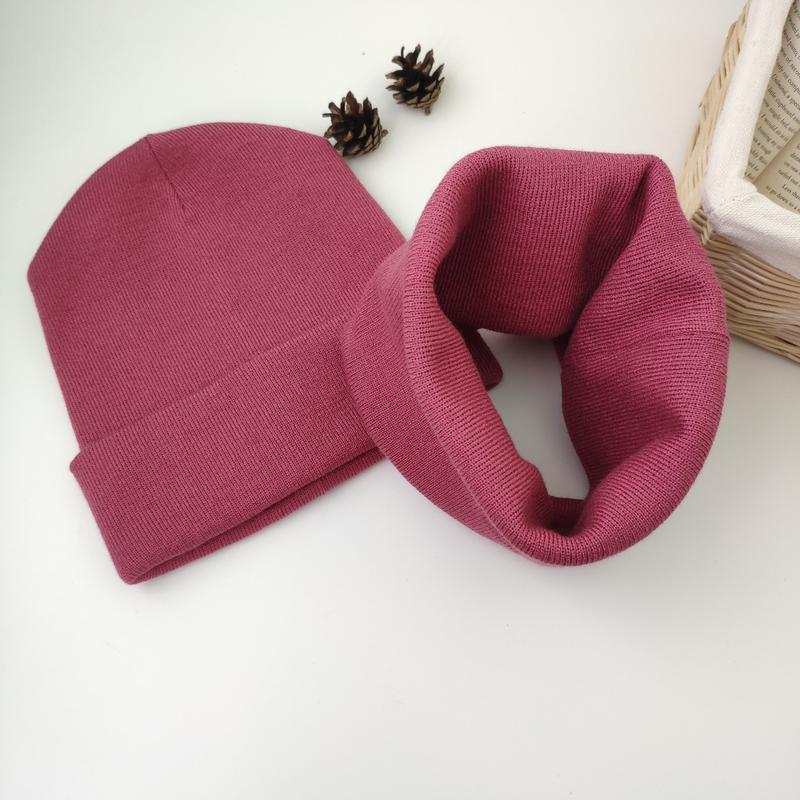 Комплект шапка с хомутом КАНТА унисекс на подростка Розовый (OL-018)