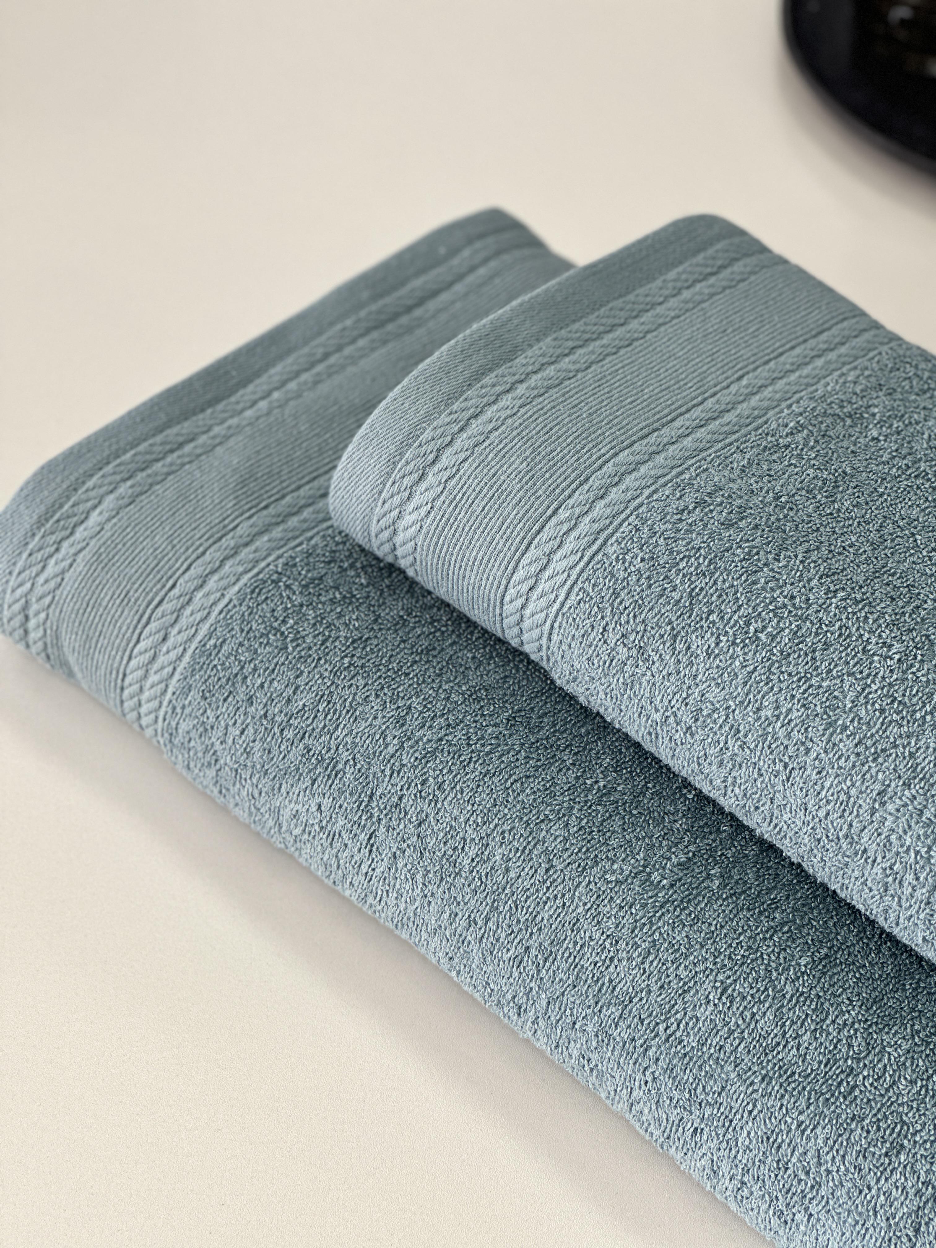 Комплект махровых полотенец Легкий бриз 450 г/м2 100% хлопок 50х90/70х140 см Лазурный - фото 7