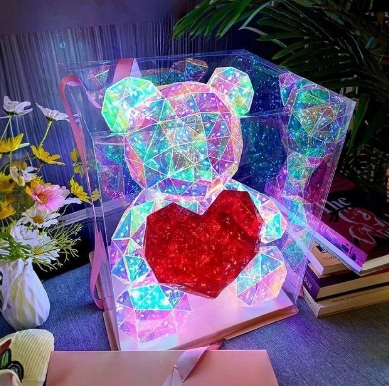 Нічник Teddy Bear 3D LED 25 см Червоний (20152026) - фото 2