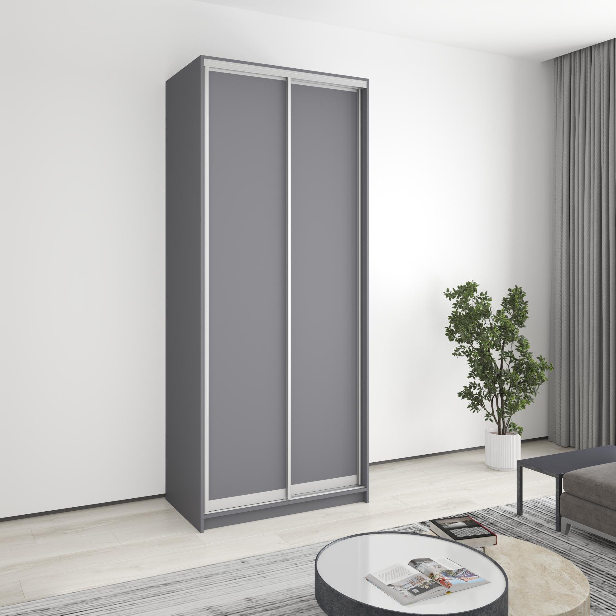 Шкаф-купе двухдверный MebelStar Стандарт AL 2 ДСП 100x45x240 см Антрацит (MBS-3546) Шкаф-купе двухдверный MebelStar Стандарт AL 2 ДСП 100x45x240 см Антрацит (MBS-3546)