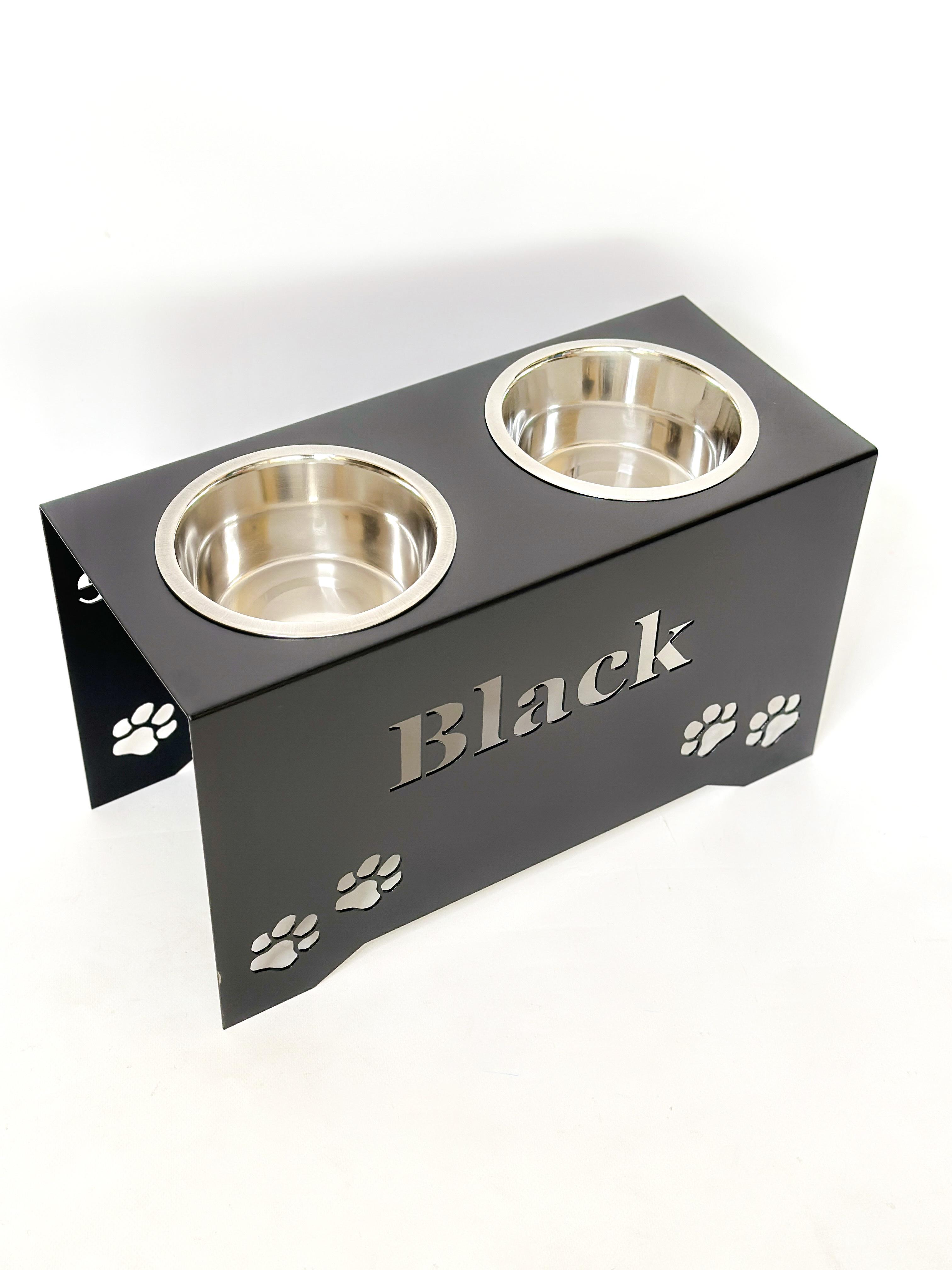 Кормушка индивидуальная Ваше имя подставка для собак больших пород 2 миски металл 260 мм 1,8 л Черный (1024074с) - фото 4