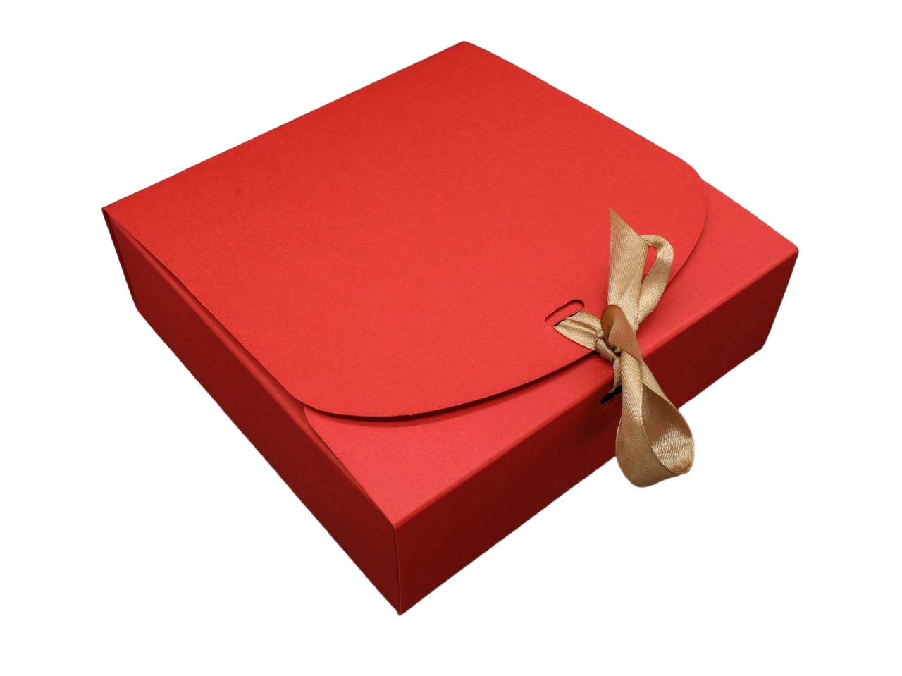 Коробка подарункова зі стрічкою збірна з відкидною кришкою 16,5х16,5х5 см Червоний (OA-31)