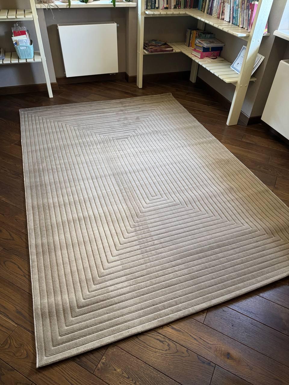 Килим прямокутний текстурований Скандинавія ворс 12 мм 200х290 см Бежевий (10936B)