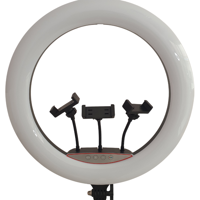 Кольцевая лампа Soft Ring Light MJ-45 LED RGB с держателем на 3 телефона 45 см (RL-45.)