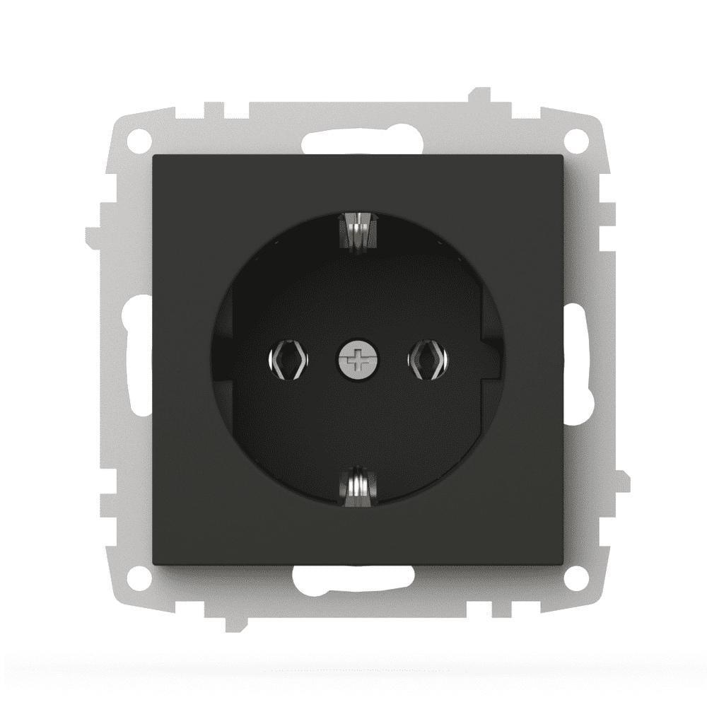 Розетка EL-BI VEGA одинарная с заземлением без рамки Антрацит матовый (609-016700-217)