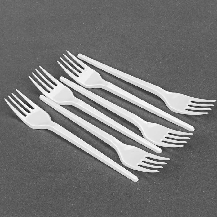 Вилка одноразовая пластиковая универсальная 100 шт. Белый (DF-0013) - фото 2 Вилка одноразовая пластиковая универсальная 100 шт. Белый (DF-0013) - фото 2