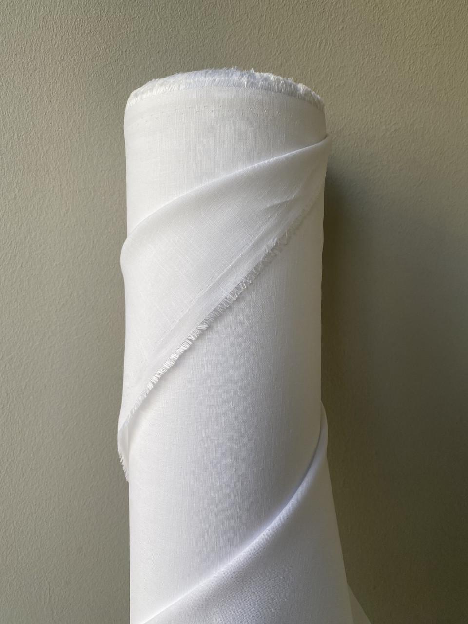 Ткань рубашечная LINEN PLUS 50% льна и 50% хлопка 143 см 101 Белый - фото 5