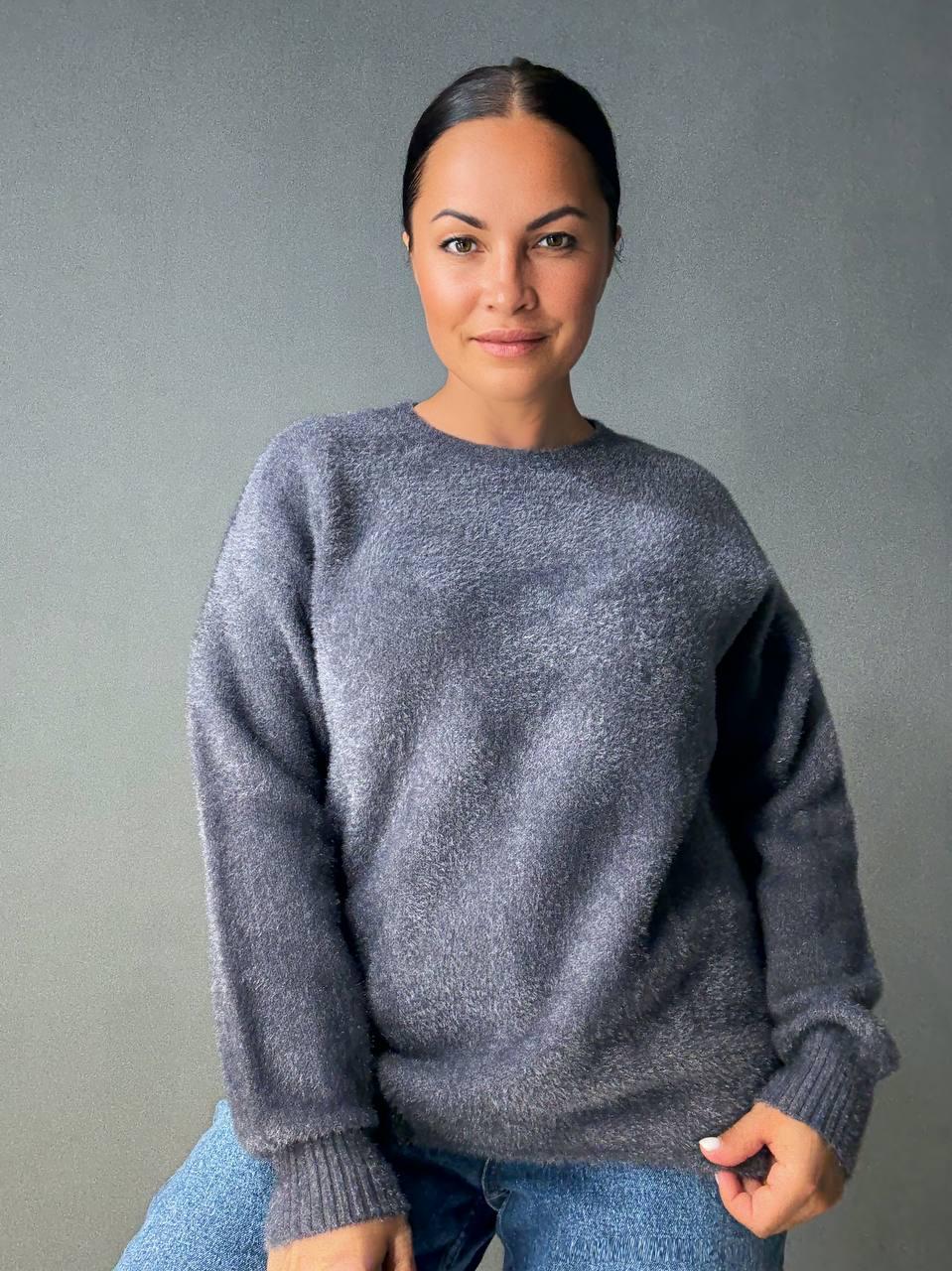 Светр жіночий Fancy Matinee 5977 ангора базовий OS Графіт (5038) - фото 8 Светр жіночий Fancy Matinee 5977 ангора базовий OS Графіт (5038) - фото 8