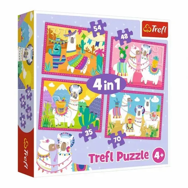 Пазли Trefl 4в1 Лами з картону на 207 ел. Різнокольоровий (150-98-34322)