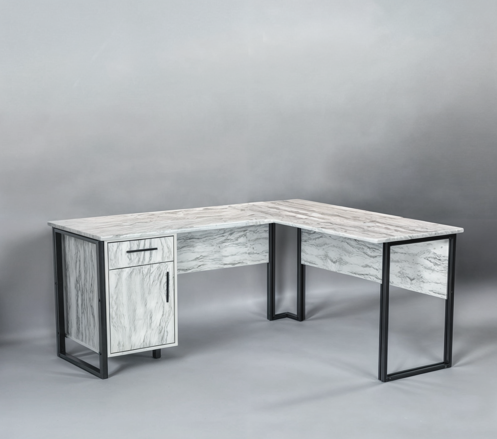 Стіл кутовий офісний Tobi Sho LOFT Iceberg СУЛА/4-1 з тумбою стільниця 18 мм 1600х1400х750 Дуб крафт білий
