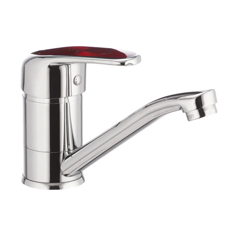 Смеситель для умывальника Cron Magic 004 излив 15 см с красной ручкой (CR0151)