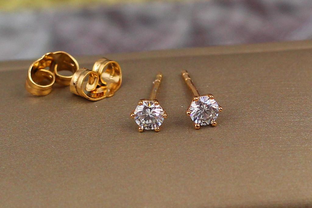 Серьги гвоздики Xuping Jewelry Камешки  4 мм Золотистый