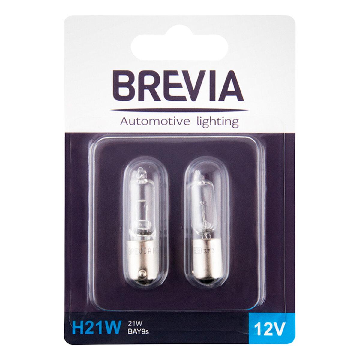 Лампа накаливания Brevia H21W 21W BAY9s для автомобилей и спецтехники 2 шт. 12V (12329B2) - фото 1