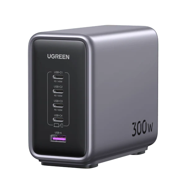 Зарядное устройство сетевое Ugreen CD333 300W 4xUSB-C/1xA Grey (90903)