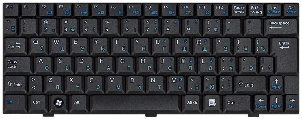 Клавиатура для ноутбука MSI Wind U100 Black