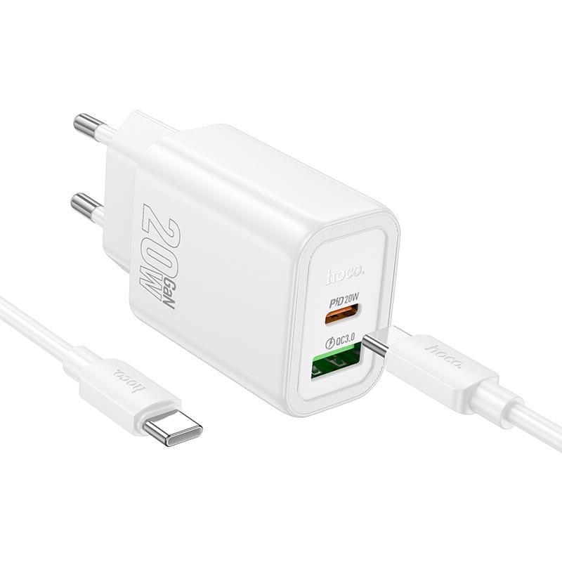 Зарядное устройство Hoco N61 2хUSB-C/USB-A быстрая зарядка PD/QC Type-C x Type-C Белый (30142037)