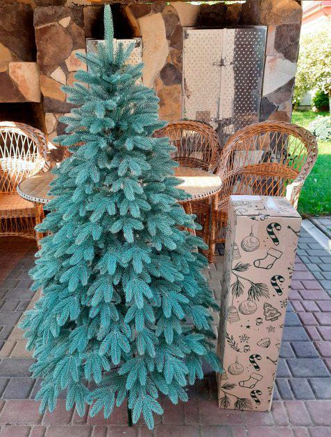 Ялинка штучна лита Швейцарська блакитна пишна 180 см з підставкою в коробці (26313379) - фото 1 Ялинка штучна лита Швейцарська блакитна пишна 180 см з підставкою в коробці (26313379) - фото 1