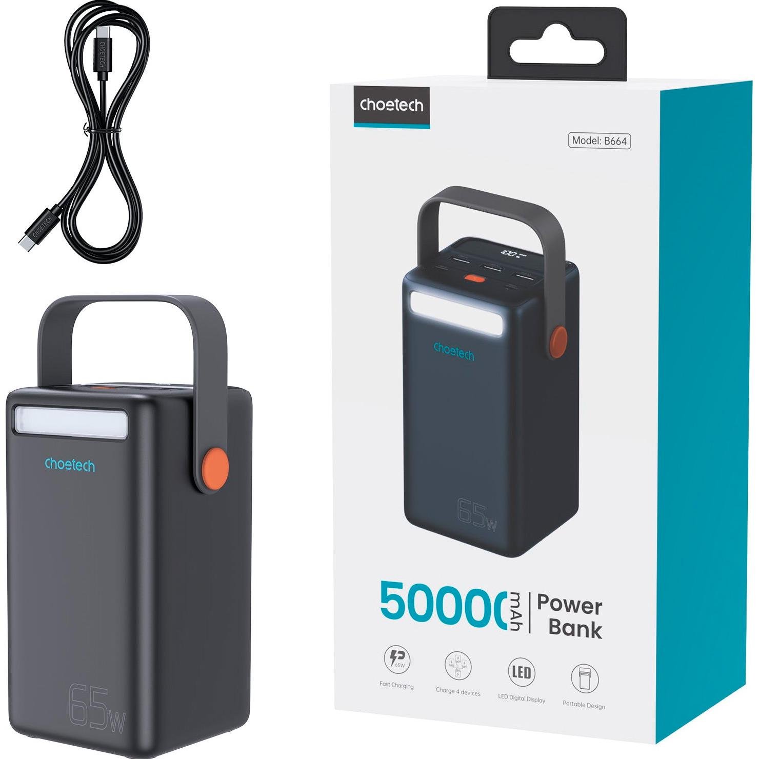 Внешний аккумулятор Choetech 50000 mAh 65W Black (B664-CCBE) - фото 3 Внешний аккумулятор Choetech 50000 mAh 65W Black (B664-CCBE) - фото 3