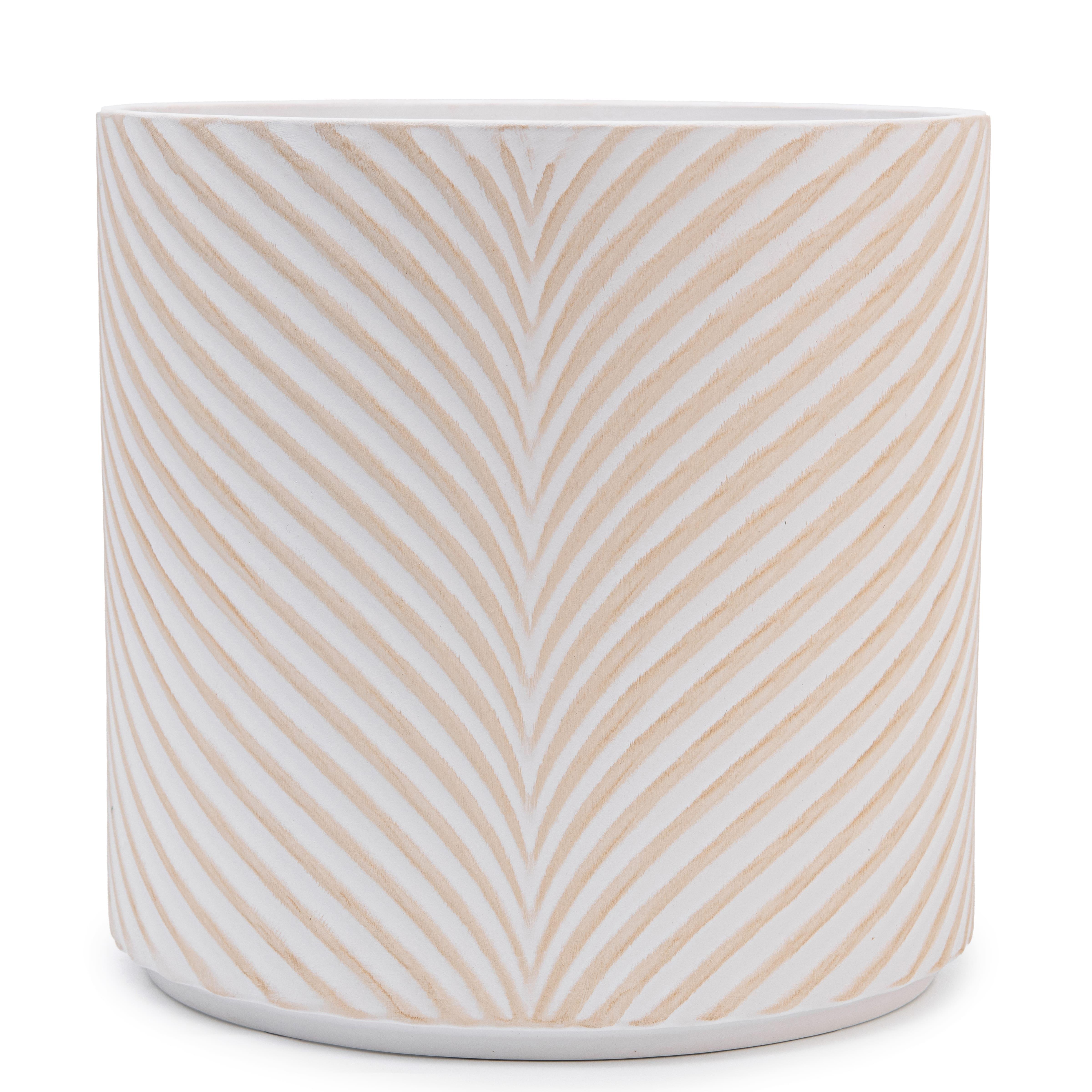 Набор кашпо для цветов керамические elemi Листок круглый 1,3 л/ 2,3 л/ 4,5 л Белый/Бежевый (УТ-00094681) - фото 4