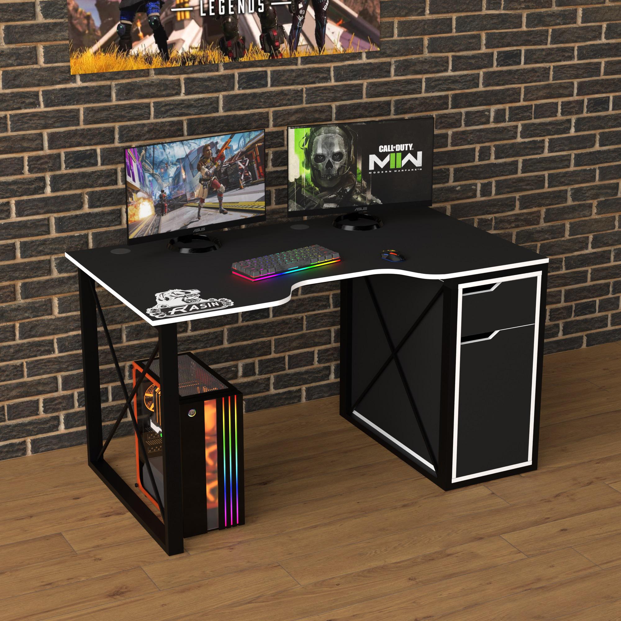 Геймерський стіл Тіса-меблі Rasin LOFT-17 140х80х75 см Чорний/Білий Геймерський стіл Тіса-меблі Rasin LOFT-17 140х80х75 см Чорний/Білий