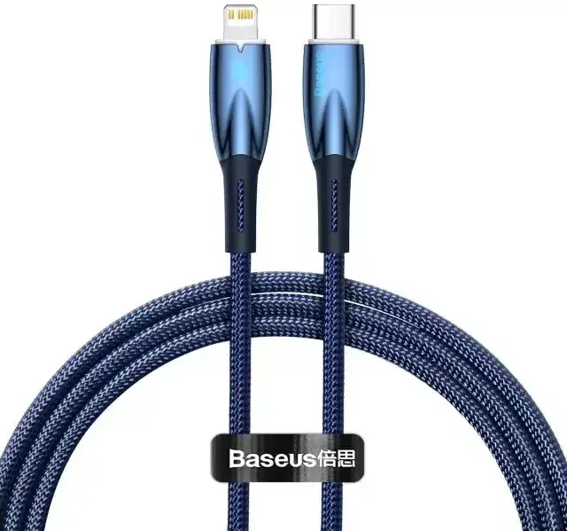 Кабель BASEUS Glimmer Series Fast Charging Cable Type-C to Lightning CADH000003 20W 1 м Blue