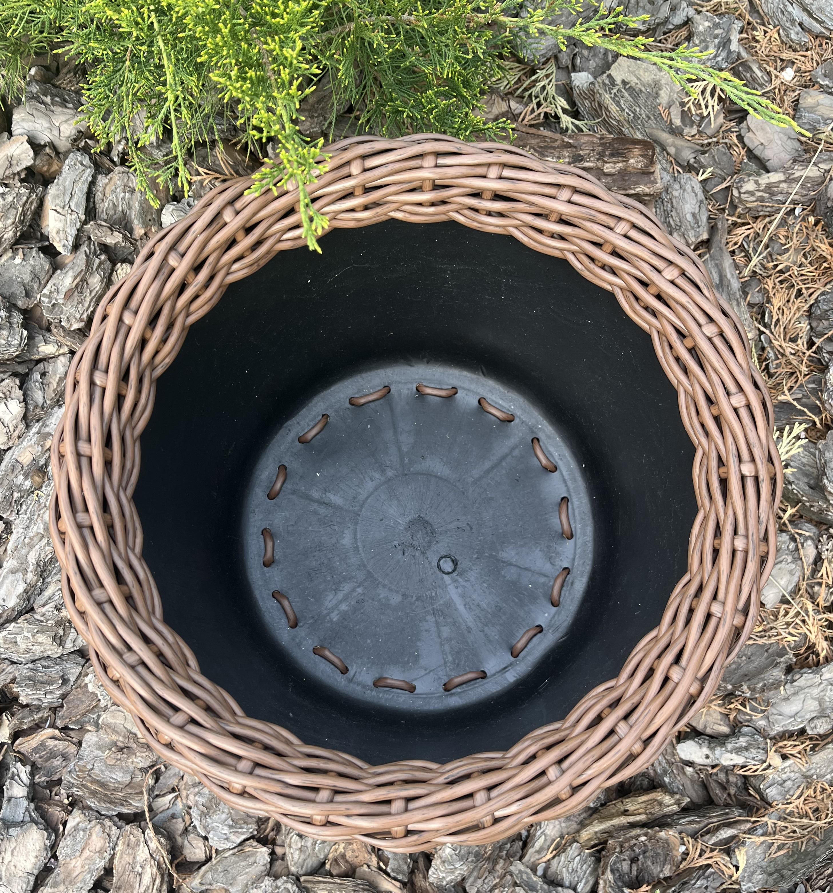 Кашпо для цветов из искусственного ротанга 16 л Темное дерево (27922345) - фото 2