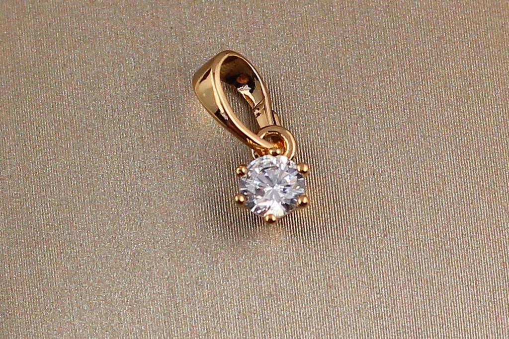 Кулон Xuping Jewelry с белым камнем 4 мм Золотистый