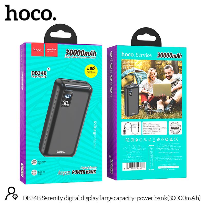 Портативное зарядное устройство Hoco Serenity Digital Display Large Capacity DB34B 30000 mAh Black (10307291) - фото 6