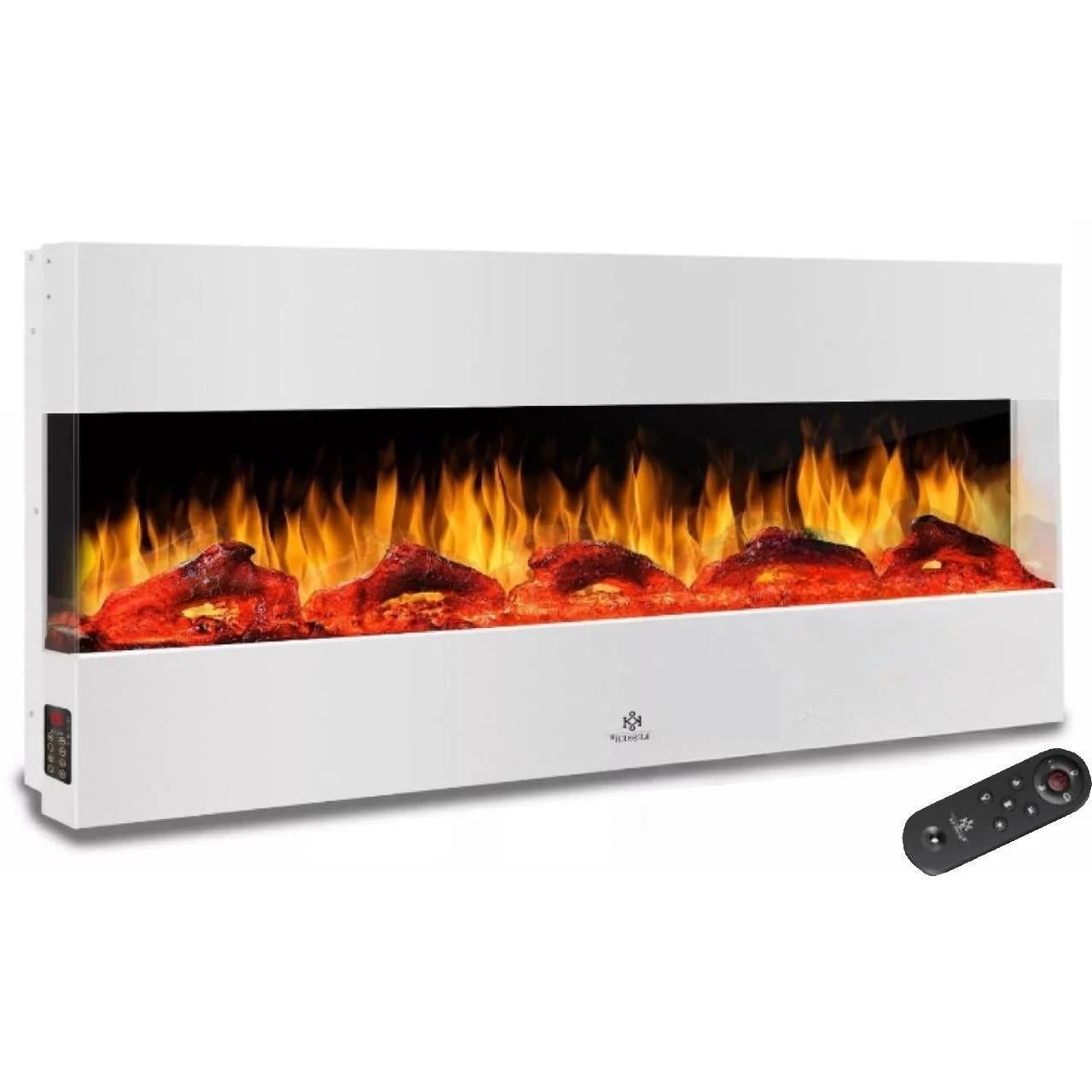 Камин электрический KESSER 3D с 9 режимами светодиодного пламени 138 см Белый