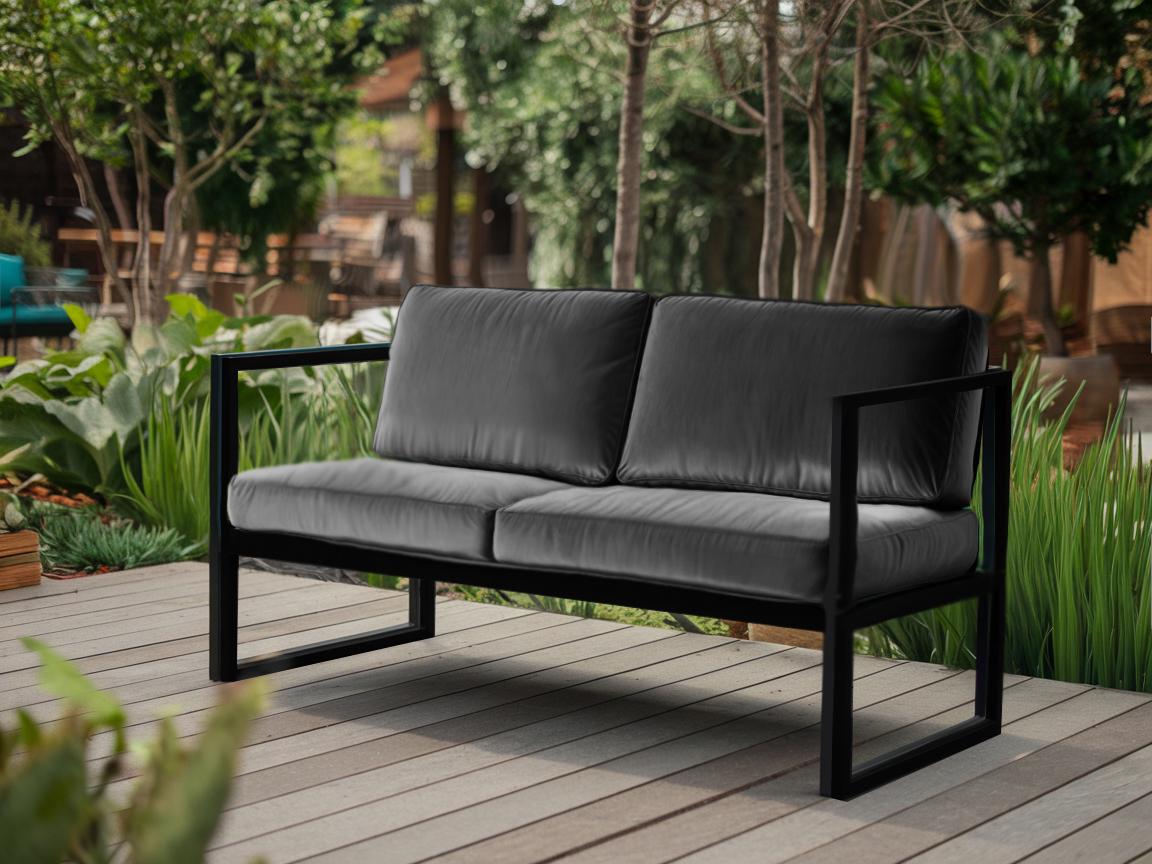 Диван металлический Tobi Sho Лофт Стейт DV1 с подлокотниками и мягкими подушками 750х1300х700 мм велюр 32/Темно-серый - фото 2