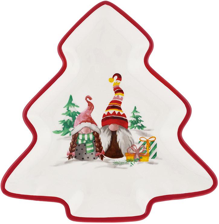 Блюдо сервировочное Гномы с подарками Елка 22x21 см (BD-DM104-X)