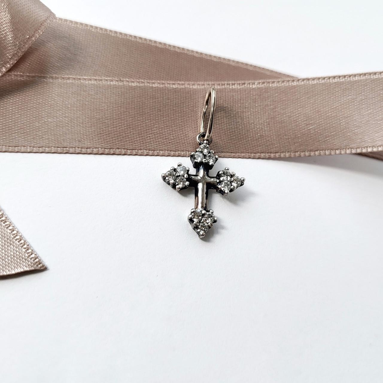 Крест с белыми камнями серебро 925 пробы 1,50 г (3338ч)