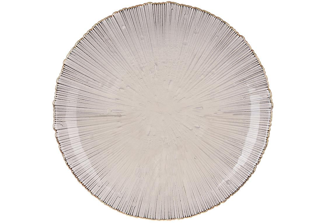 Тарілка скляна BonaDi 21 см Сірий/Золотий (992-090)
