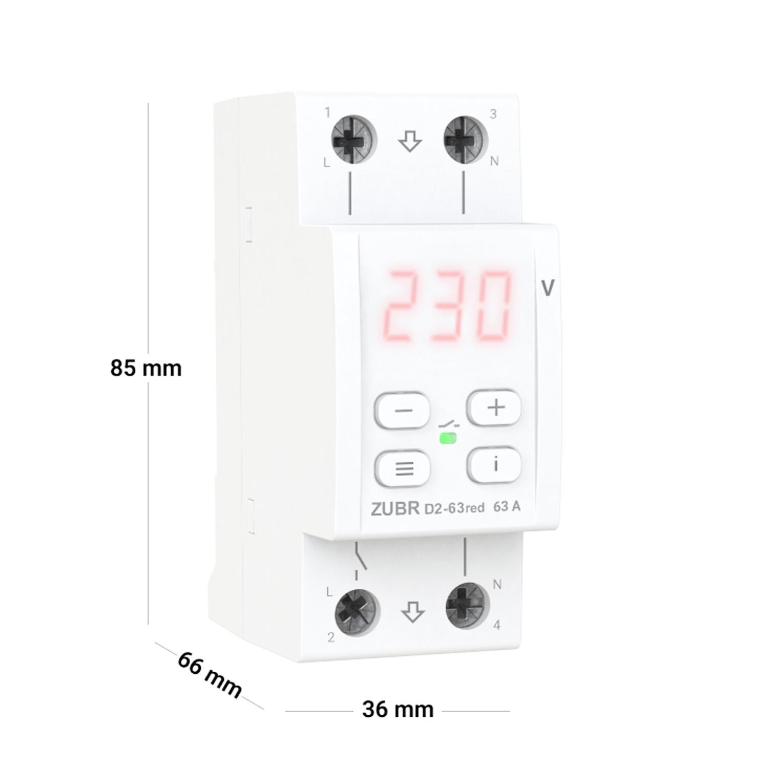 Реле напряжения ZUBR D2-63 Red - фото 3 Реле напряжения ZUBR D2-63 Red - фото 3