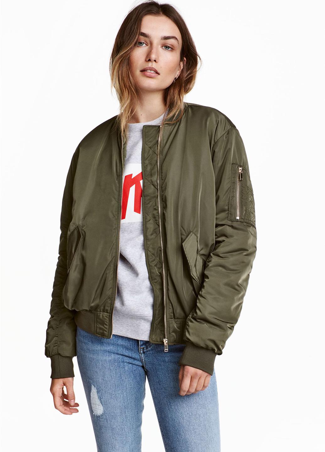Бомбер женский H&M р. 34 Хаки (4279512b31) - фото 3 Бомбер женский H&M р. 34 Хаки (4279512b31) - фото 3
