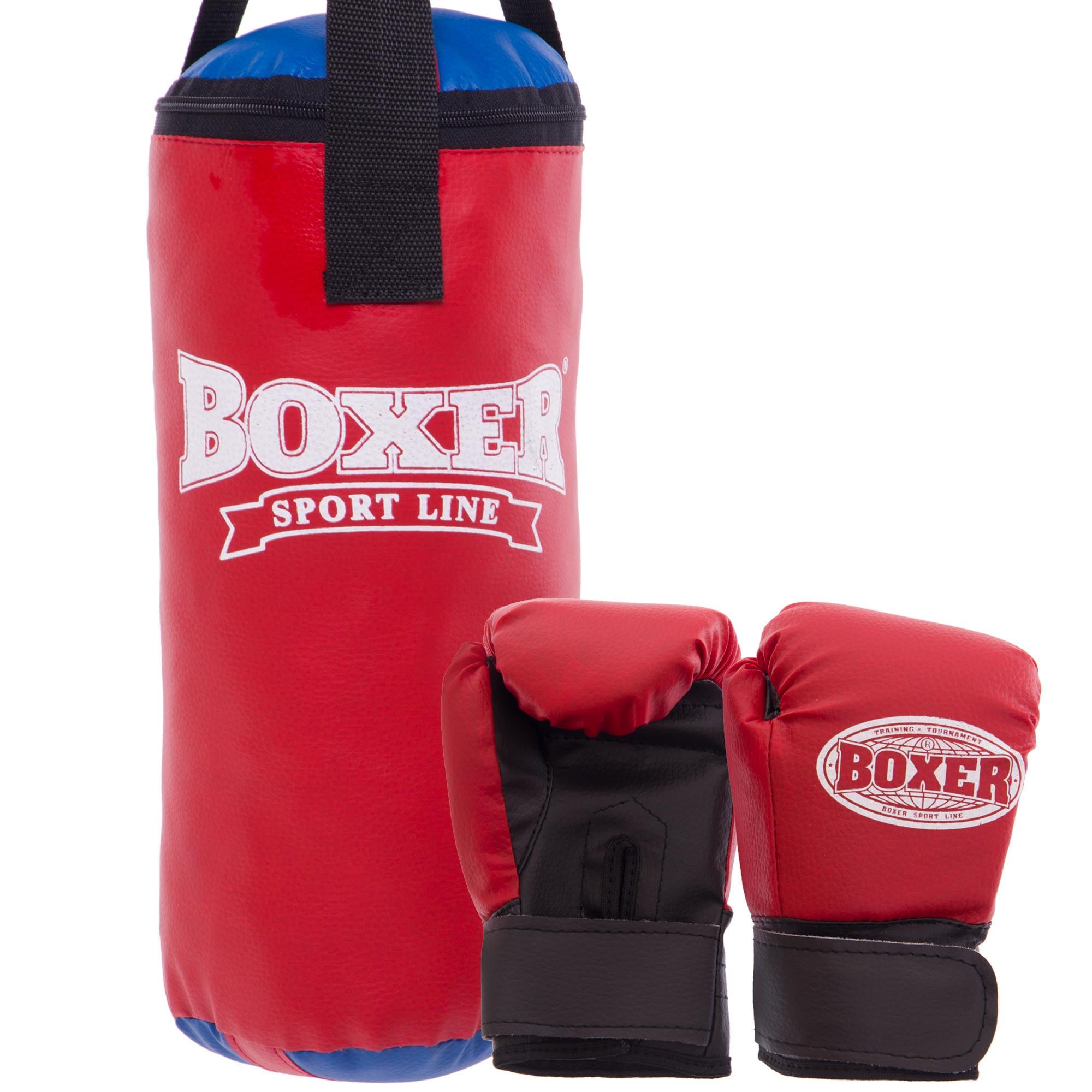 Боксерский набор детский BOXER 1008-2026 груша 38х16 см и перчатки 4oz Черно-красный (32312215)