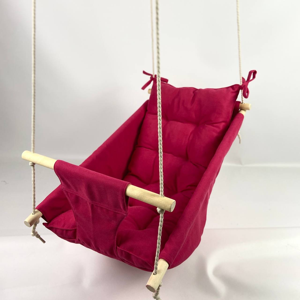 Подвесные детские качели Колыбелька из микровелюра Фуксия (gs-8801)