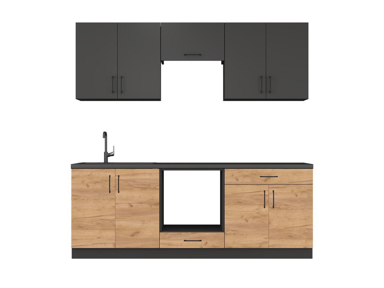 Комплект кухні К-8 Еверест Оптіма зі стільницею 2,2 м Антрацит/Крафт золотий (ЕК-25035) - фото 4 Комплект кухні К-8 Еверест Оптіма зі стільницею 2,2 м Антрацит/Крафт золотий (ЕК-25035) - фото 4