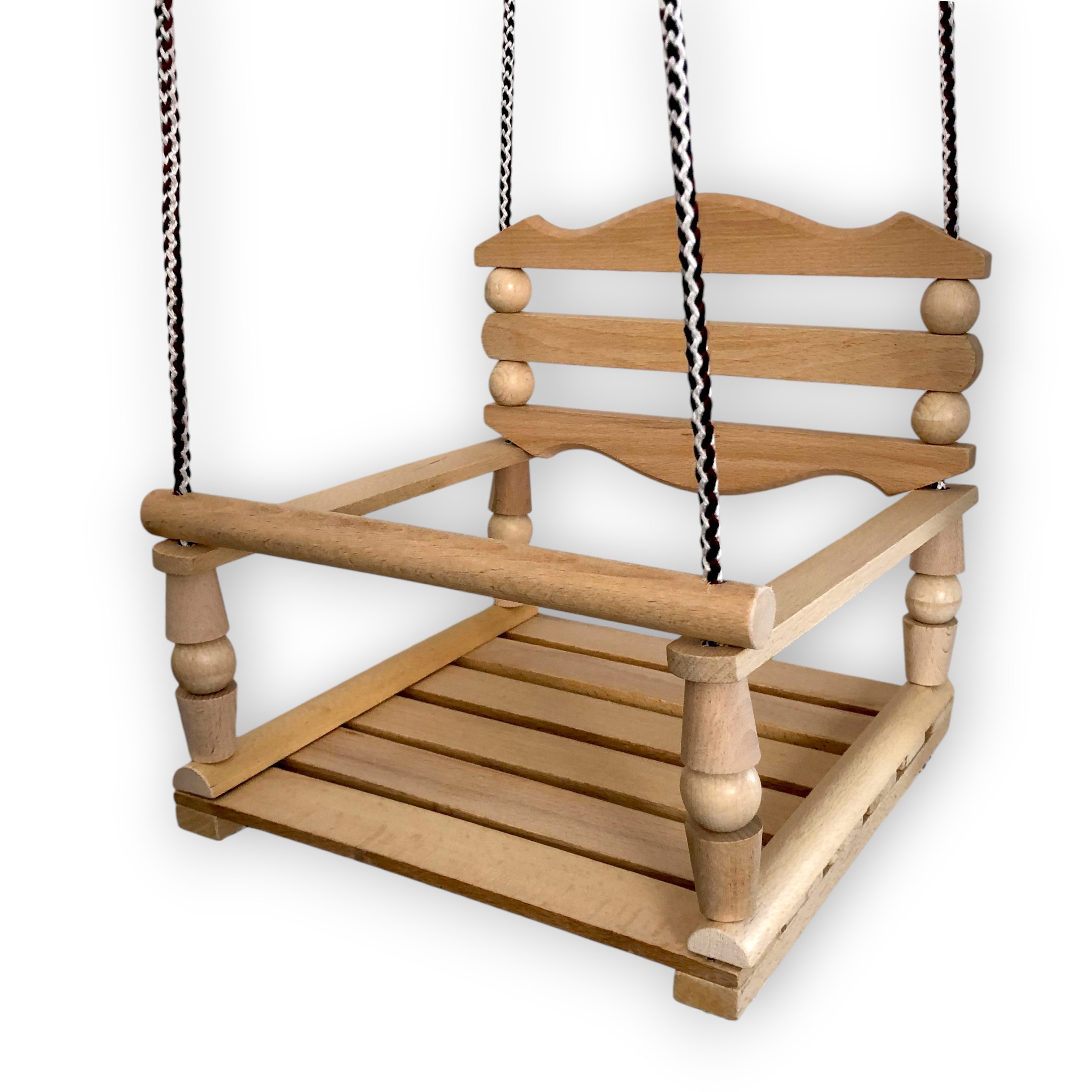 Качели детская деревянная подвесная закрытая со спинкой 30х30х30 см (HO13)