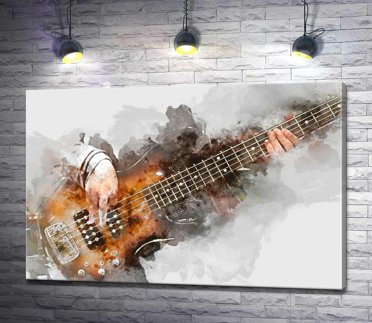 Картина ArtPoster Акварельно-пастельный силуэт гитары и рук музыканта 100x67 см Модуль №1 (003409) Картина ArtPoster Акварельно-пастельный силуэт гитары и рук музыканта 100x67 см Модуль №1 (003409)