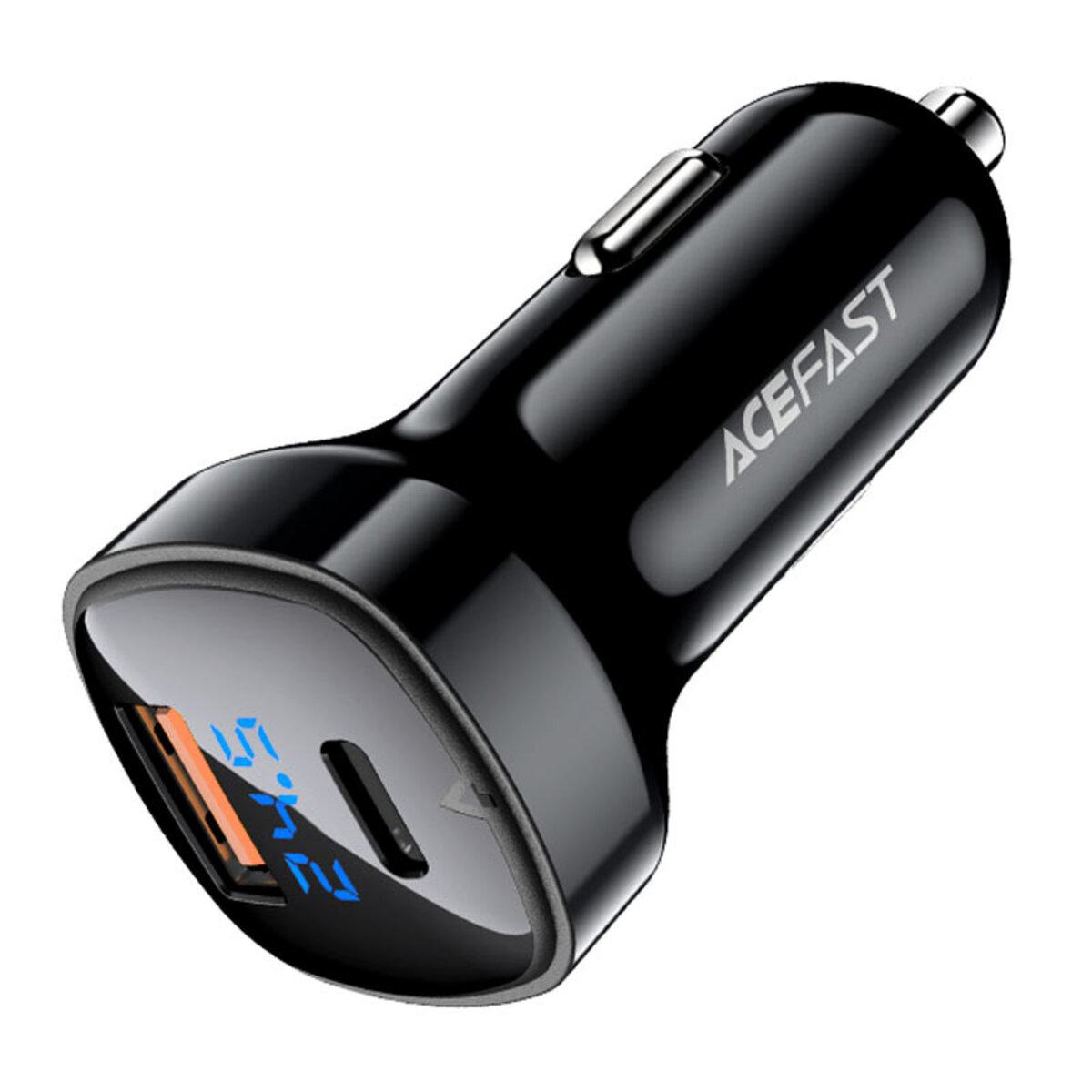 Автомобильное зарядное устройство ACEFAST B4 digital display 66 Вт USB-C/USB-A dual port car charger Black (549766)