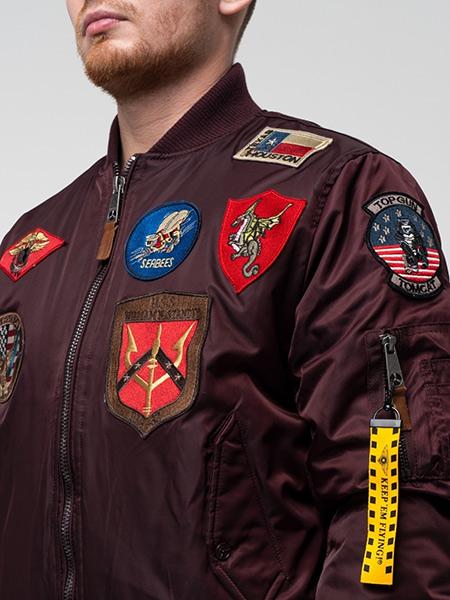 Бомбер Top Gun MA-1 Nylon Bomber Jacket with patches XS Maroon (TGJ1540PMXS) - фото 5