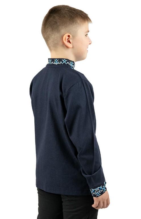 Вышиванка для мальчика с голубой и белой вышивкой из льна 158 см Темно-синий (2136600661) - фото 6