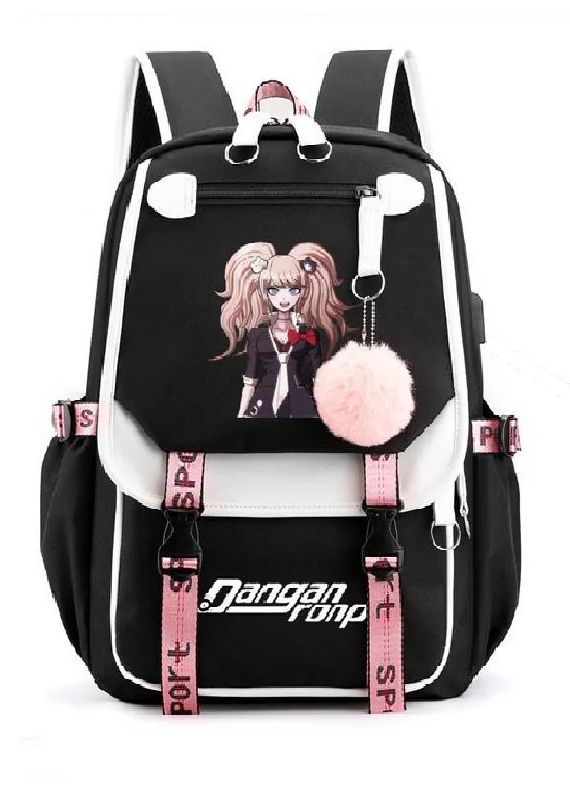 Школьный рюкзак для девочки в японском стиле Sakura с USB-портом и меховым помпоном (1336652373)