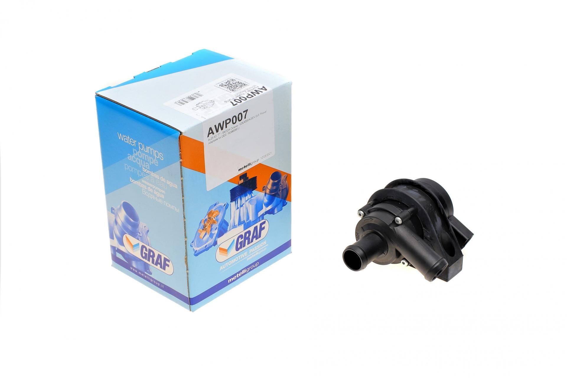 Насос системи охолодження додатковий Graf Audi A3 04-13/TT/Skoda Octavia 08-14/VW Golf/Passat 04-16 (AWP007)