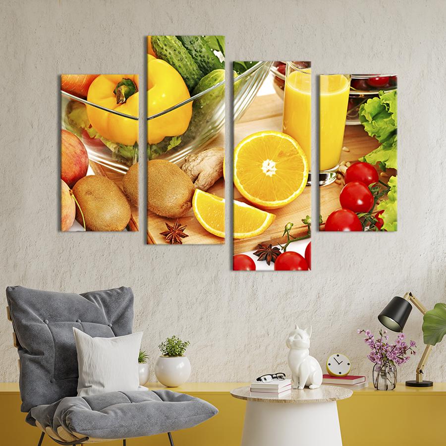 Картина модульная из 4 частей Фрукты и овощи на столе XL 149x106 см (276-42)