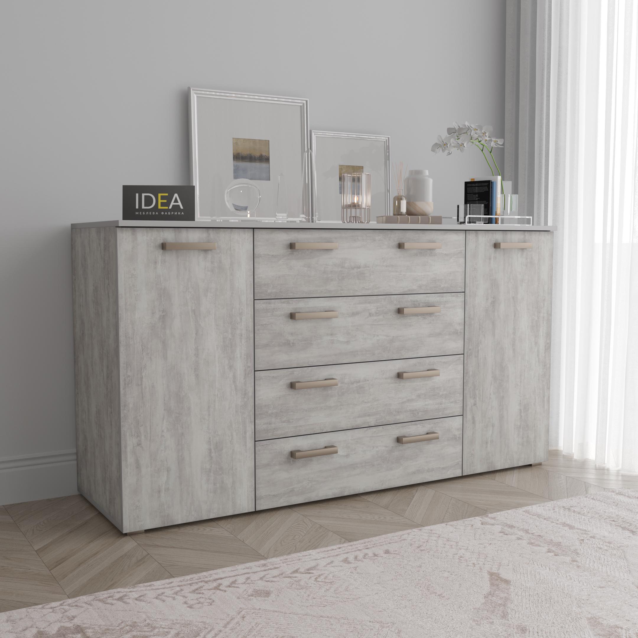 Комод Idea ТКБ-375.2 на 4 шухляди з дверима Бетон урбан (26718292)
