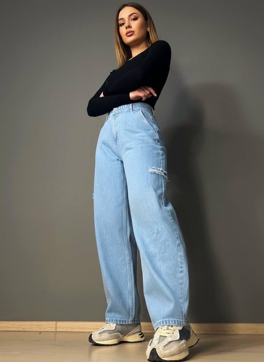 Джинсы женские XRAY 241-7374 skater jeans бананы рваные р. 36 Голубой (7259)